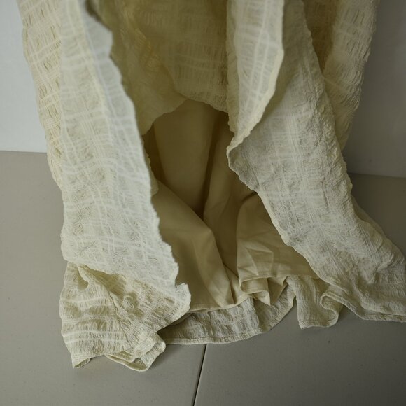 Altar'd State Women's Dress Mylee Textured Crepe Midi Puff Sleeve Ivory - Picture 3 of 8